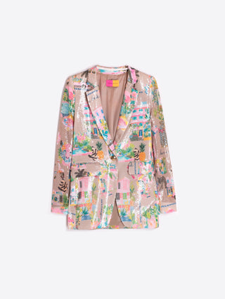 Multicolor Printed Sequin Blazer