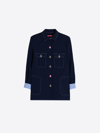 Navy Palm Jacket w/ Colored Buttons