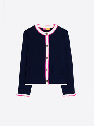 Navy Jacket w/ Fuchsia Trim