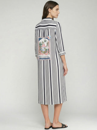 Navy Striped Shirt Dress