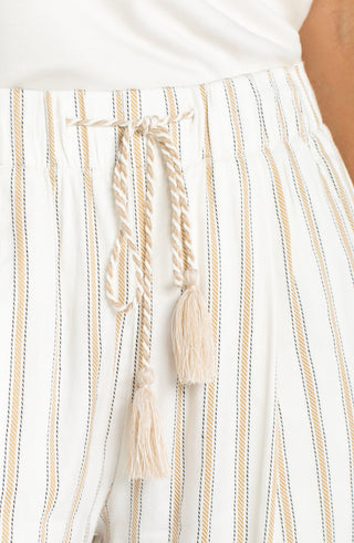 Striped Pull-On Wide Leg Crop Trouser