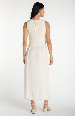 Sleeveless Sweater Woven Dress