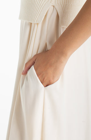 Sleeveless Sweater Woven Dress