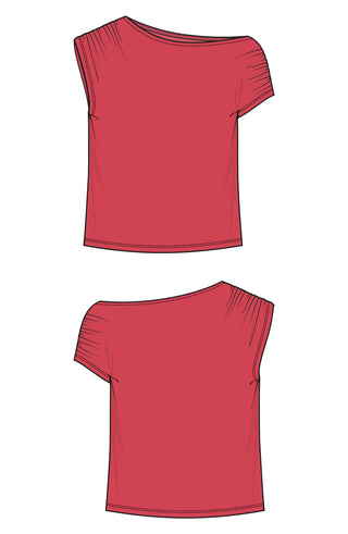 Short Sleeve Asymmetric Knit Top