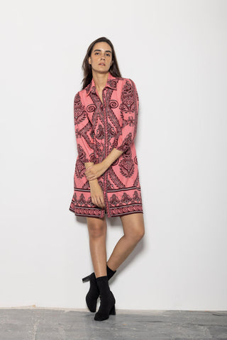 Ava Collared Salmon Dress