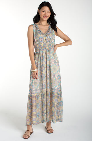Sleeveless Smocked Waist Maxi Dress