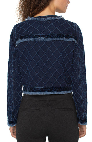 Fray Edge Jacket w/ Velvet Trim