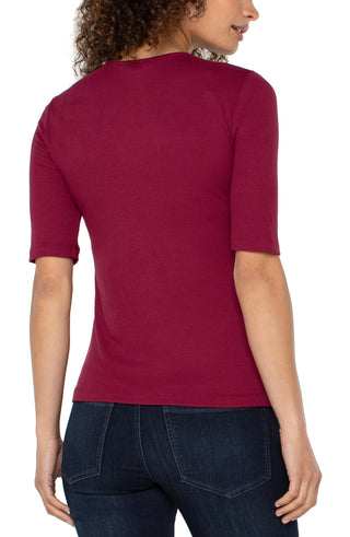 1/2 Sleeve V-Neck Double Layer Top