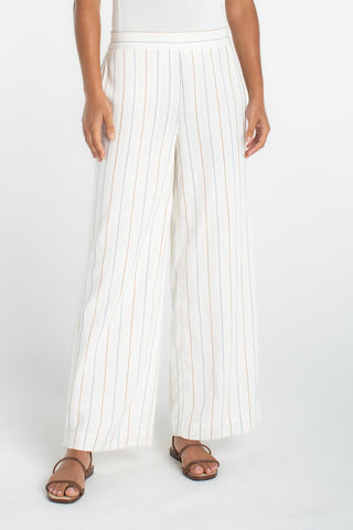 Striped Pull On Wide Leg Trouser