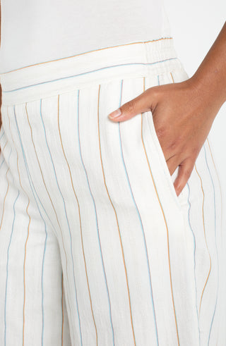 Striped Pull On Wide Leg Trouser