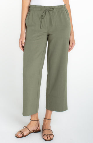 Pull-on Tie Waist Wide Leg Ankle