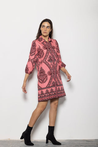 Ava Collared Salmon Dress