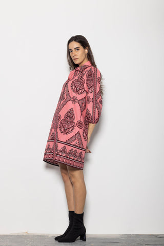 Ava Collared Salmon Dress