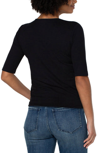 Half Sleeve V-Neck Double Layer Top