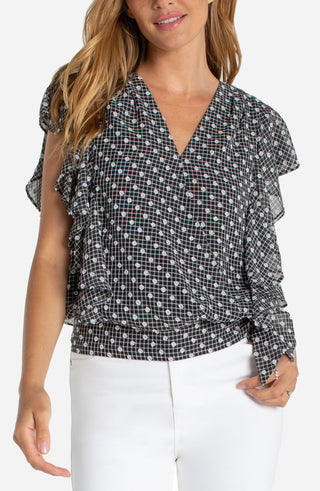 Short Ruffle Sleeve Woven Blouse