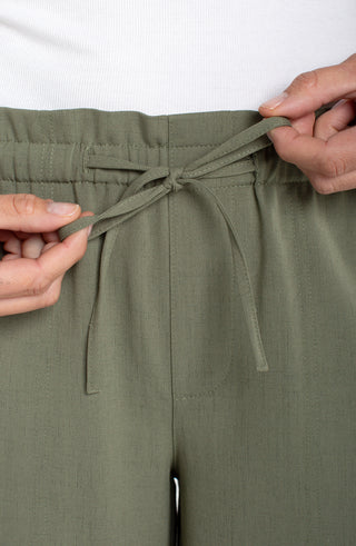 Pull-on Tie Waist Wide Leg Ankle