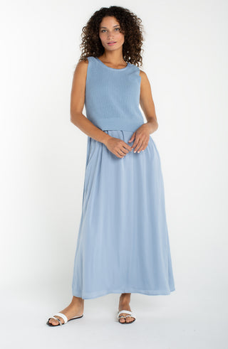 Sleeveless Sweater Woven Dress