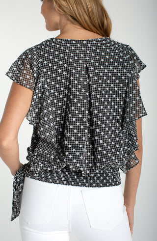 Short Ruffle Sleeve Woven Blouse