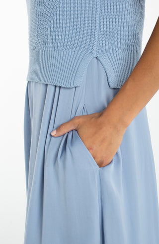 Sleeveless Sweater Woven Dress