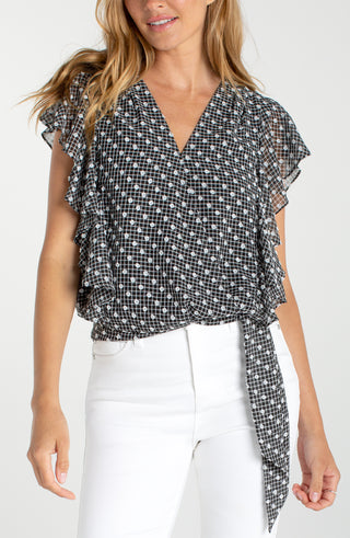Short Ruffle Sleeve Woven Blouse