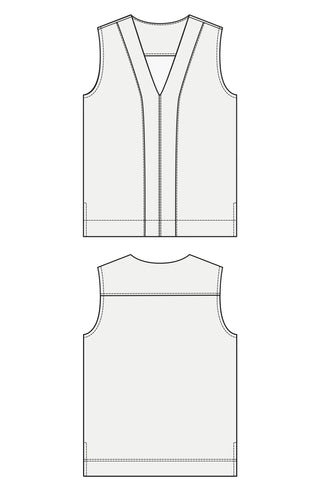 Sleeveless V-Neck Woven/ Knit Top