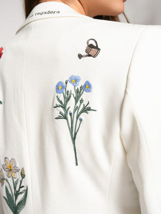 White Blazer w/ Embroidered Flowers