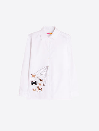 White Shirt w/ Dog Illustration