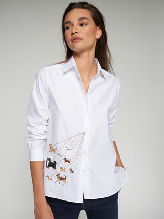 White Shirt w/ Dog Illustration