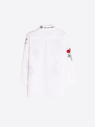 White Shirt w/ Embroidered Flowers