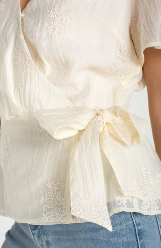 Wrap Front Woven Top w/ Tie