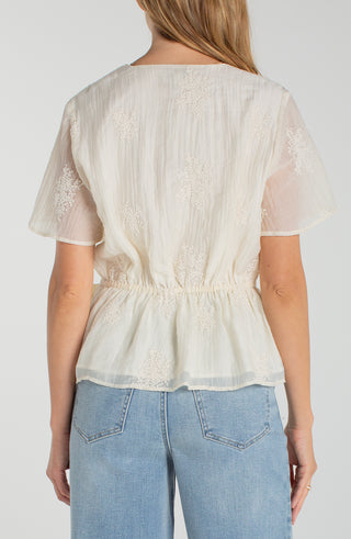 Wrap Front Woven Top w/ Tie