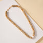 Wood Metal Beaded Pearl Necklace