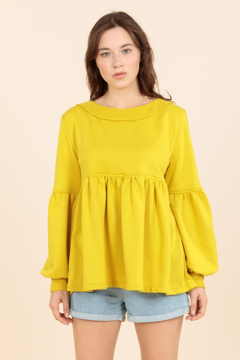French Terry Bubble Sleeved Top (3 colors)