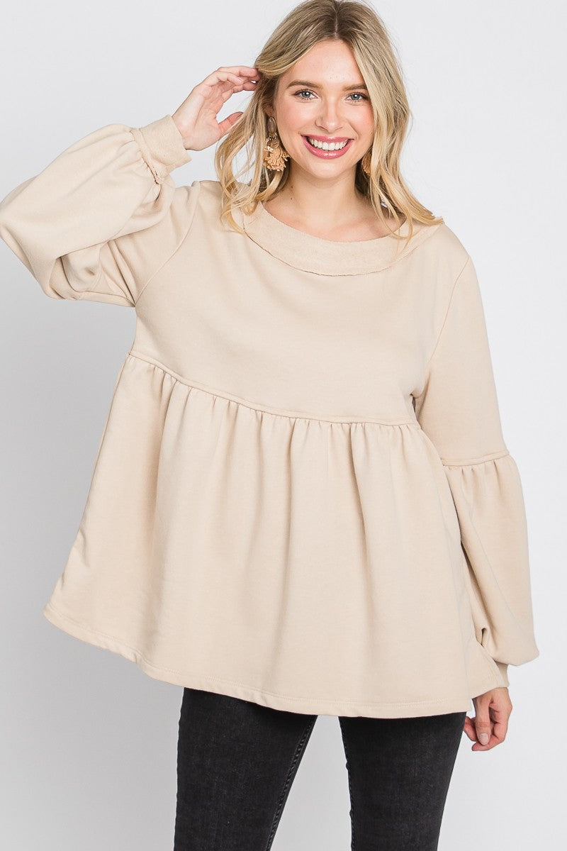 French Terry Bubble Sleeved Top