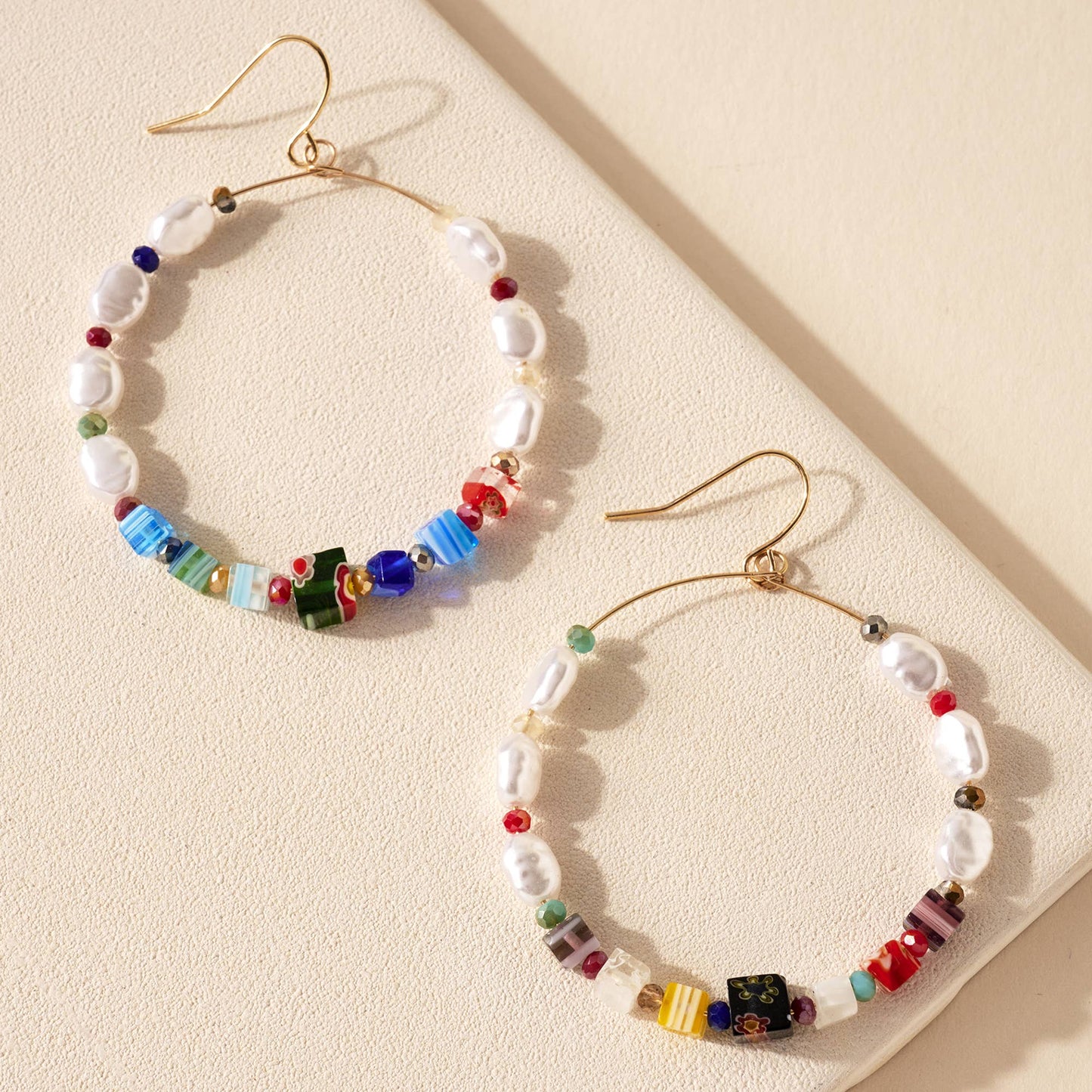 Pearls Murano Bead Dangling Earrings